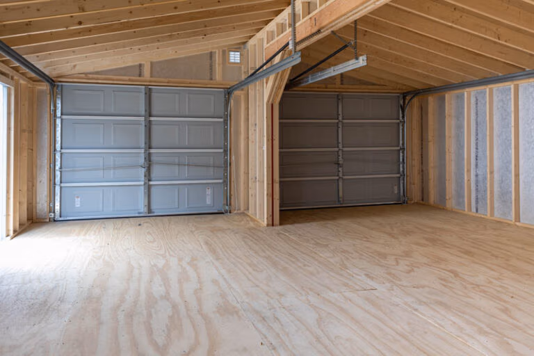 Interior of 2 car prefab garage
