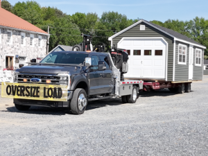 shed on a delivery trailer