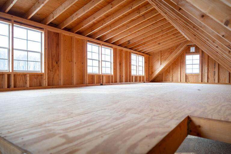 interior of a chalet garage second story