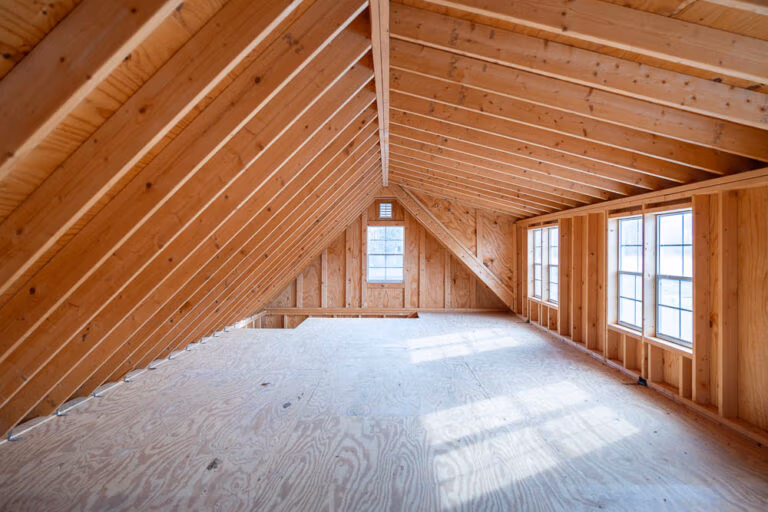 interior of a chalet garage second story
