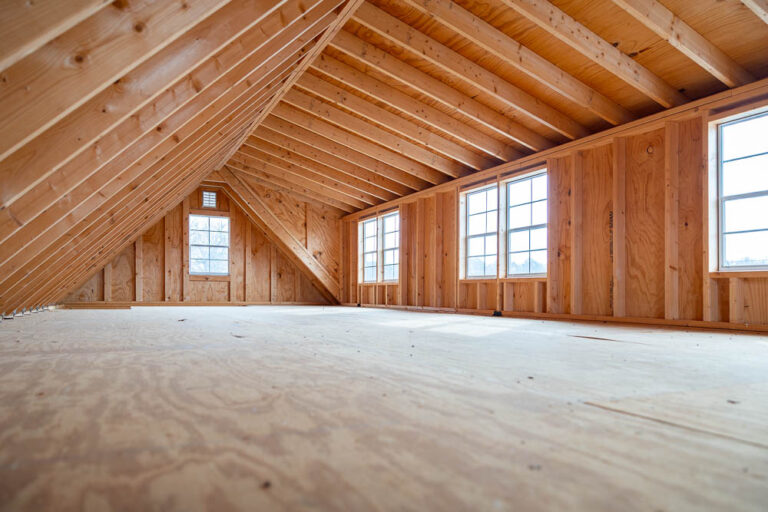 interior of a chalet garage second story
